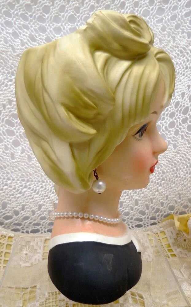 Relpo Signed, Hand Painted, Planter, Head Vase #K1940 - Blonde 7